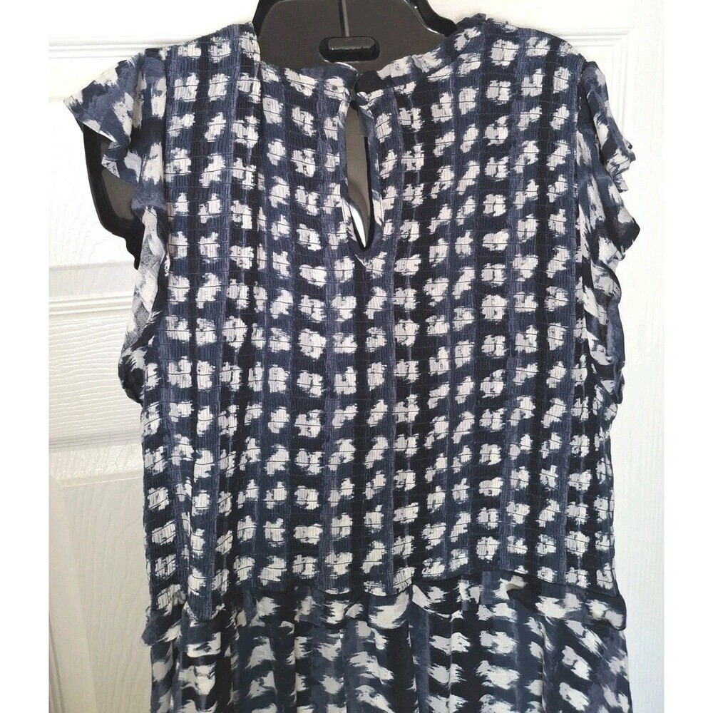 Time and Tru Tiered Maxi Dress XL 16/18 Navy Blue Smocked Cap Sleeve Cottagecore - Picture 6 of 7